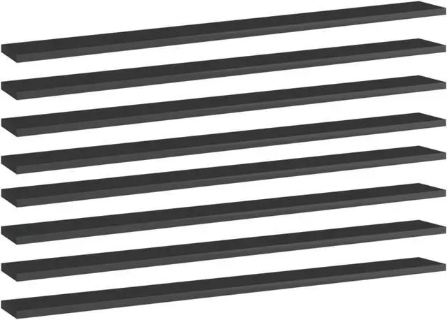 Alt view image 6 of 10 - vidaXL Bookshelf Boards Wall Shelving 8 Pcs High Gloss Black Engineered Wood