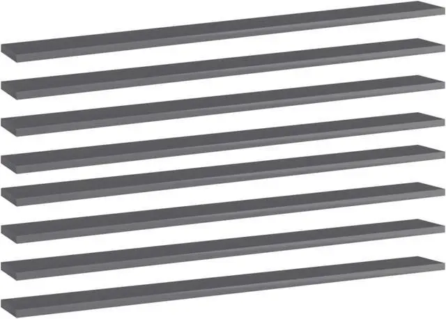 Alt view image 6 of 13 - vidaXL Bookshelf Boards Wall Shelving Unit 8 Pcs High Gloss Gray Engineered Wood