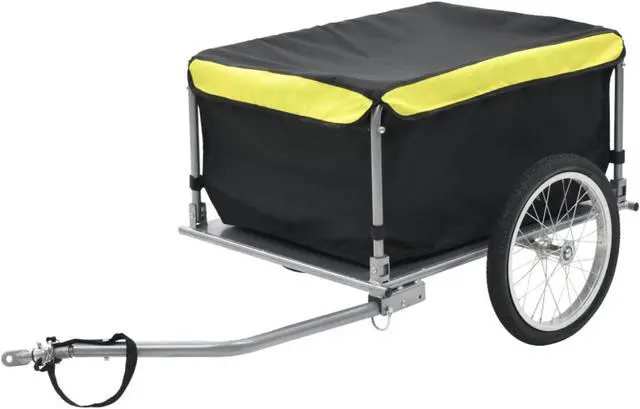 Alt view image 7 of 12 - vidaXL Bike Cargo Trailer Black and Yellow 143.3 Pound Cart Wheel Carrier
