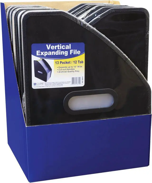 Alt view image 7 of 20 - C-Line Vertical Expanding File 13-Pocket 10" Expansion Letter Poly Black 58810