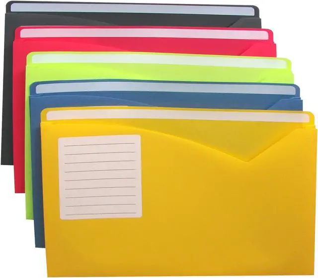 Alt view image 8 of 20 - C-Line Write-On Expanding Poly File Folders 1" Exp. Letter Assorted Colors 10/BX