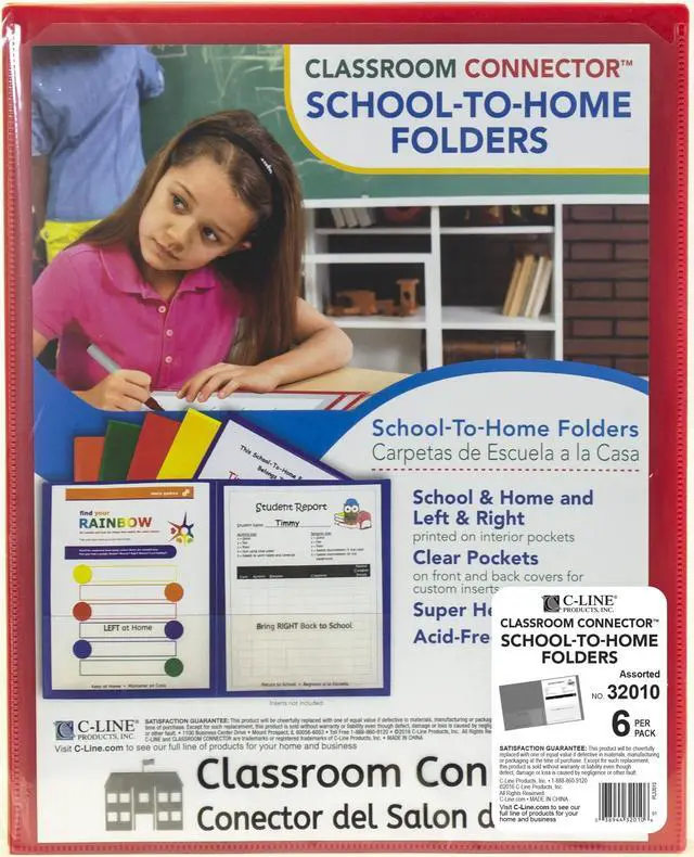 Alt view image 8 of 19 - C-Line Classroom Connector Folders Assorted 6/Pk 32010