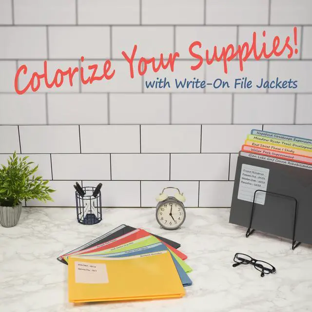 Alt view image 10 of 20 - C-Line Write-On Expanding Poly File Folders 1" Exp. Letter Assorted Colors 10/BX