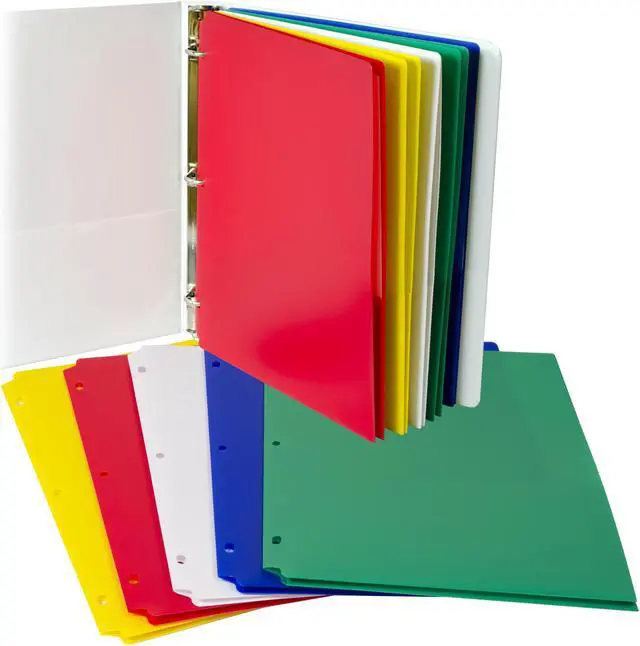 Alt view image 4 of 20 - C-Line Two-Pocket Heavyweight Poly Portfolio Folder 3-Hole Punch Letter Asst 10/PK 32930