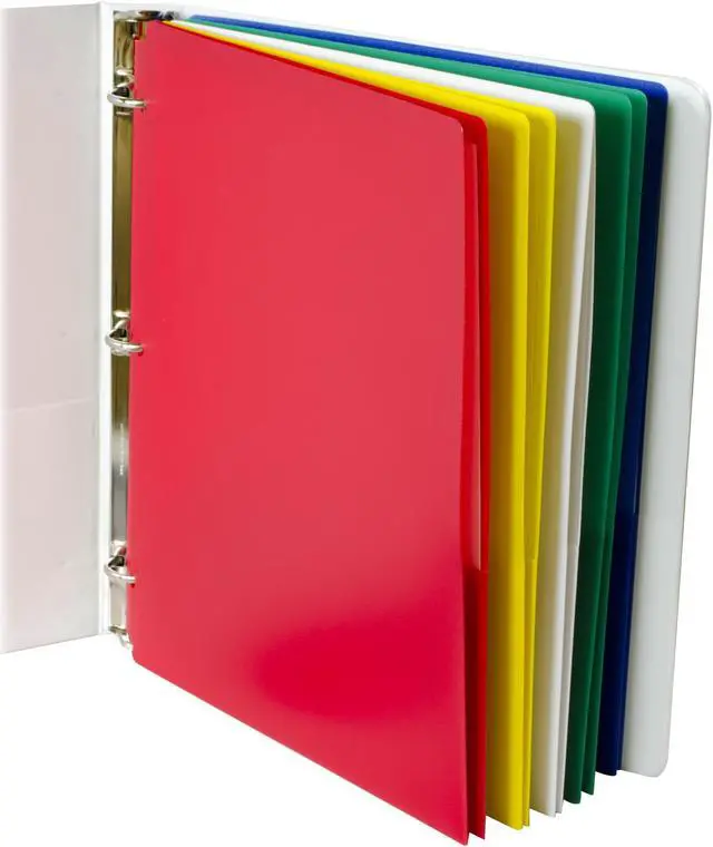 Alt view image 5 of 20 - C-Line Two-Pocket Heavyweight Poly Portfolio Folder 3-Hole Punch Letter Asst 10/PK 32930