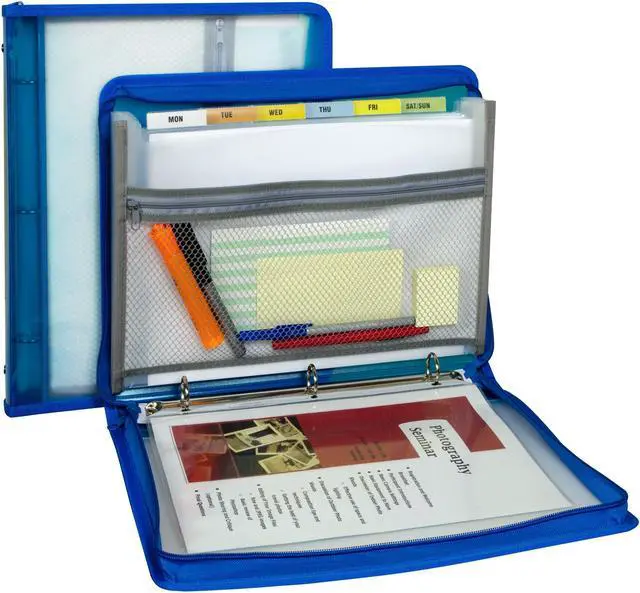 Alt view image 6 of 20 - C-Line Zippered Binder with Expanding File 10.88" x 1.5" Bright Blue 48115