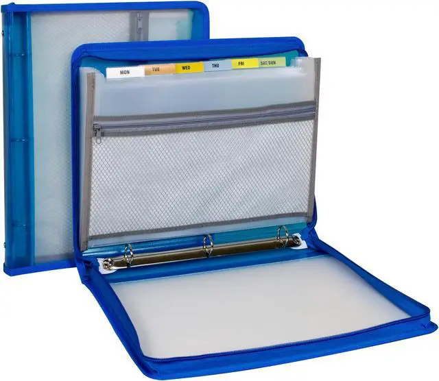 Alt view image 7 of 20 - C-Line Zippered Binder with Expanding File 10.88" x 1.5" Bright Blue 48115
