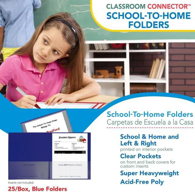 Alt view image 12 of 19 - C-Line Classroom Connector Folders 9"x11-3/4" 25/BX Blue 32005