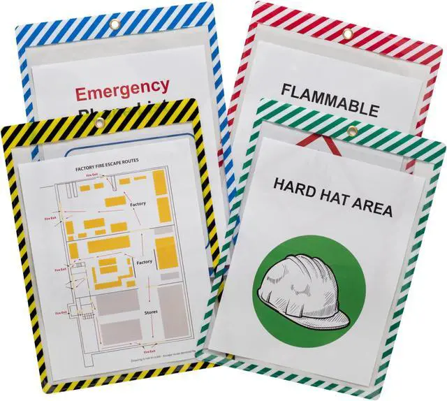 Main image of Safety Striped Shop Ticket Holders, Assorted Stripes, both sides clear, 9 x 12, 25/BX, 44100