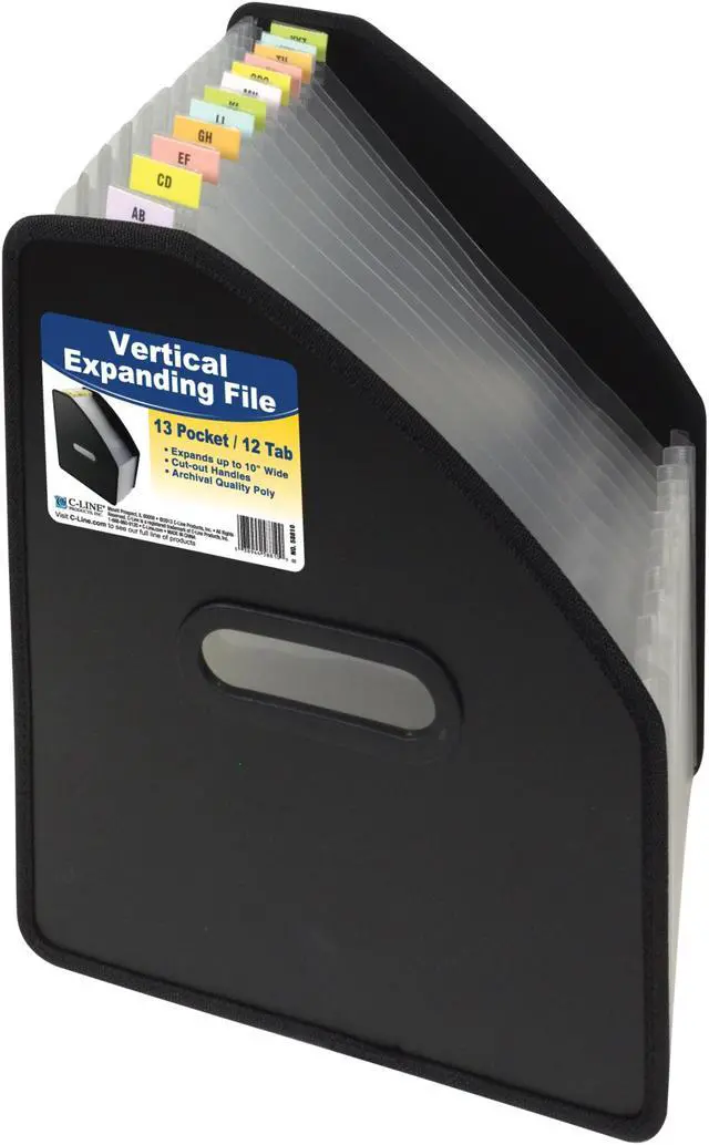 Alt view image 4 of 20 - C-Line Vertical Expanding File 13-Pocket 10" Expansion Letter Poly Black 58810