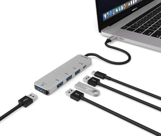 Alt view image 9 of 10 - EZQuest 4-Port USB 3.0 Hub Adapter with USB-C PD 3.0