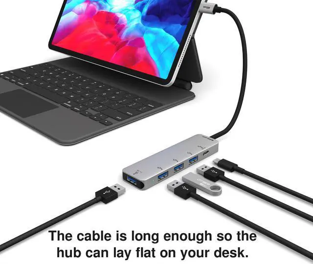 Alt view image 8 of 10 - EZQuest 4-Port USB 3.0 Hub Adapter with USB-C PD 3.0