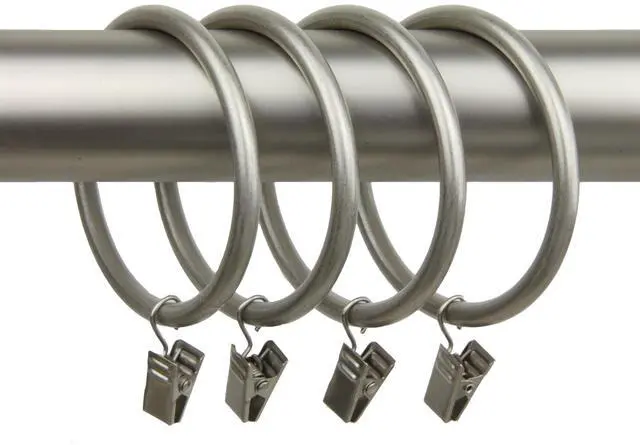 Main image of 2-1/2 inch Curtain Rings with Clip (Set of 10) - Satin Nickel