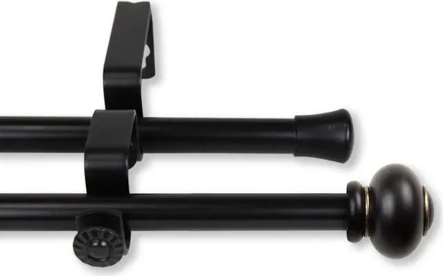Main image of Carl Double Curtain Rod 5/8 inch 48-84 Inch - Black