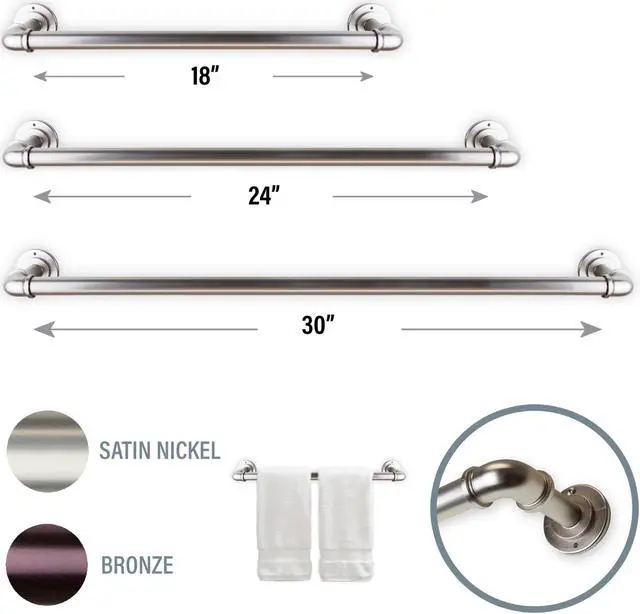 Main image of Industrial Pipe Design 24" Towel Rack - Satin Nickel