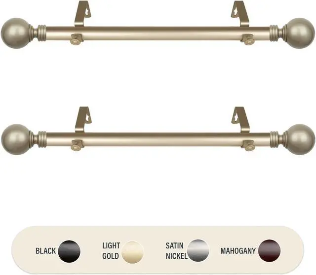 Main image of Round 1 inch Side Curtain Rod 12-20 inch long (Set of 2) - Gold
