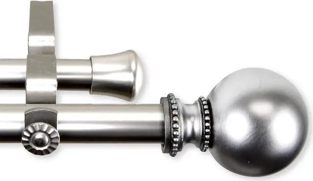 Main image of Lex Double Curtain Rod 13/16 inch 28-48" - Satin Nickel