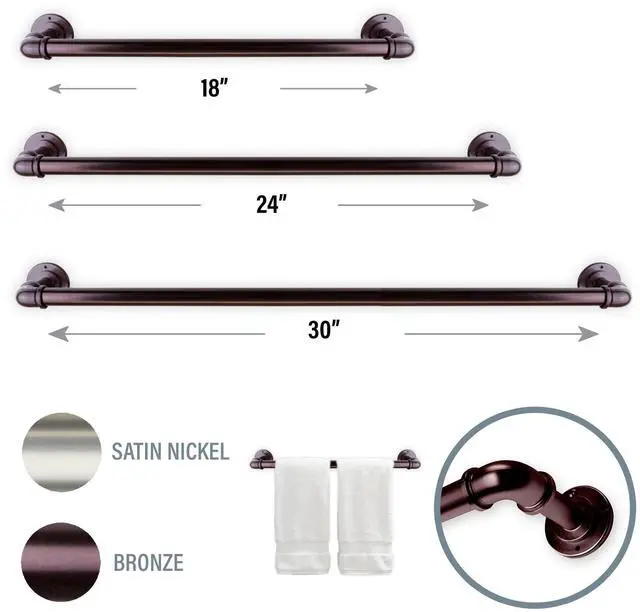 Main image of Industrial Pipe Design 30" Towel Rack - Bronze