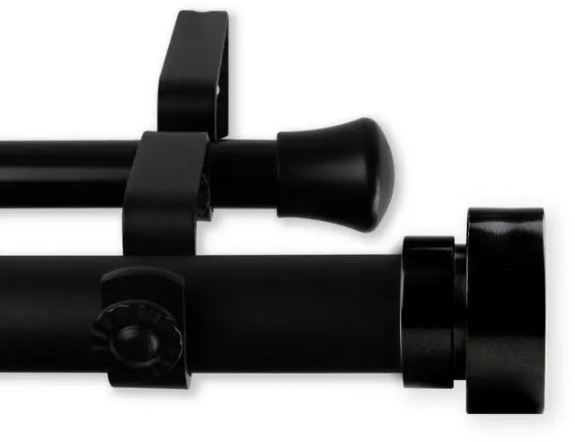 Main image of Brett Double Curtain Rod 1 inch 48-84 inch - Black