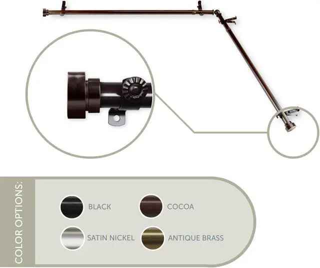 Main image of Thornhill Corner Window Curtain Rod 13/16 inch 28-48" - Cocoa