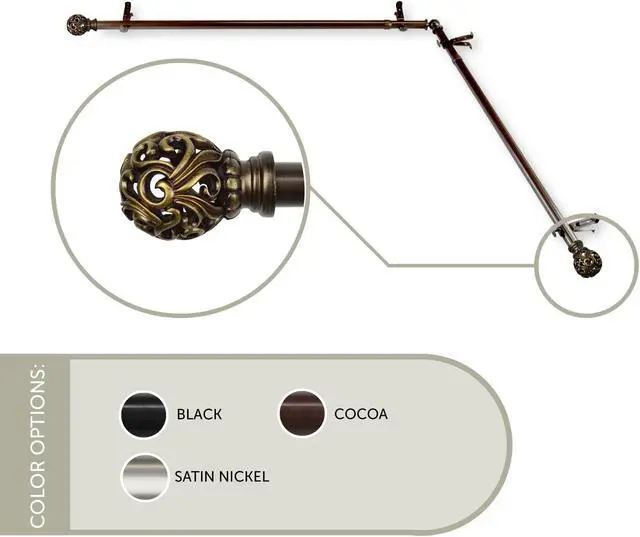 Main image of Cilla Corner WIndow Curtain Rod 13/16 inch 48-84" - Cocoa