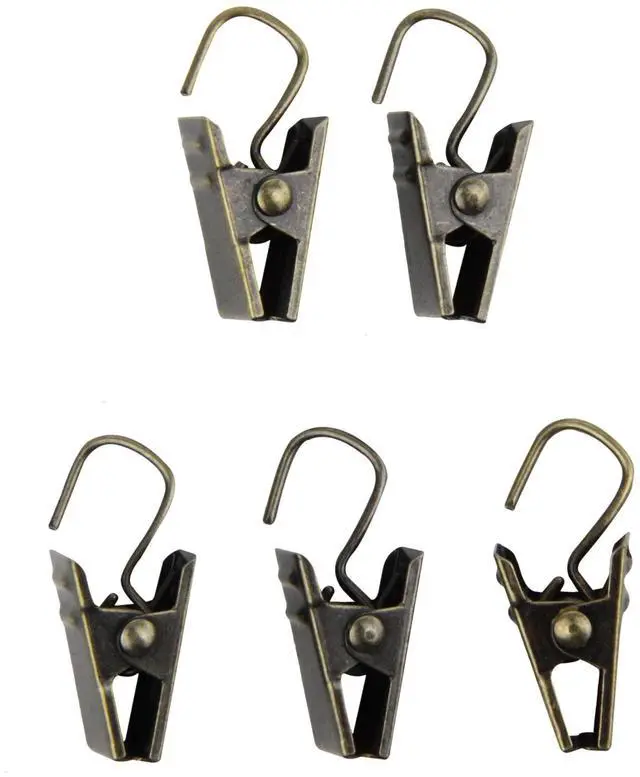 Main image of 24 Clips with Hooks - Antique Brass