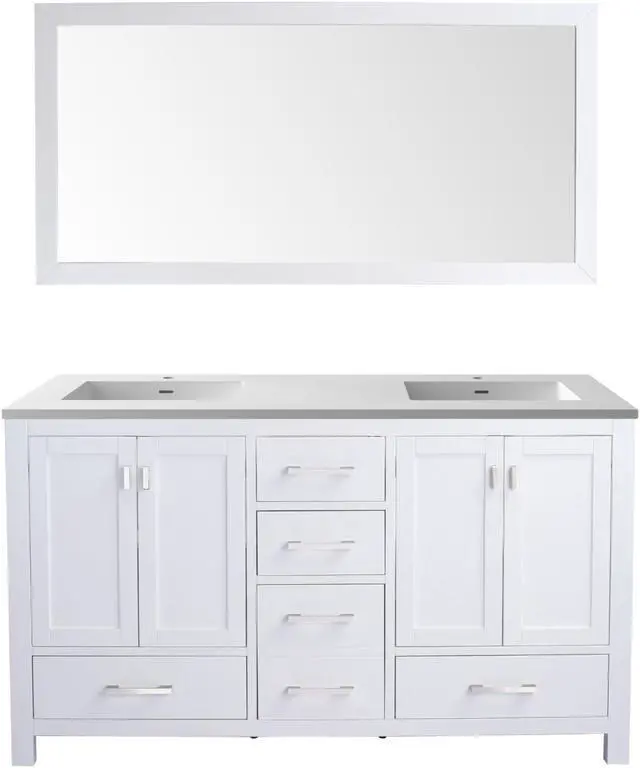 Main image of Wilson 60 - White Cabinet + Matte White VIVA Stone Solid Surface Countertop
