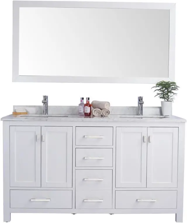 Main image of Wilson 60 - White Cabinet + White Carrara Marble Countertop