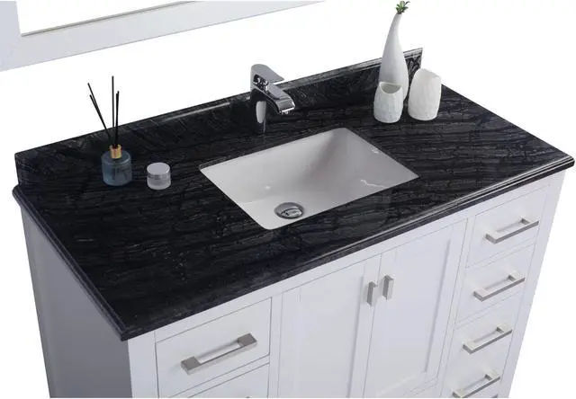 Alt view image 3 of 5 - Black Wood Marble Countertop - 48" - Single Hole with Rectangular Sink