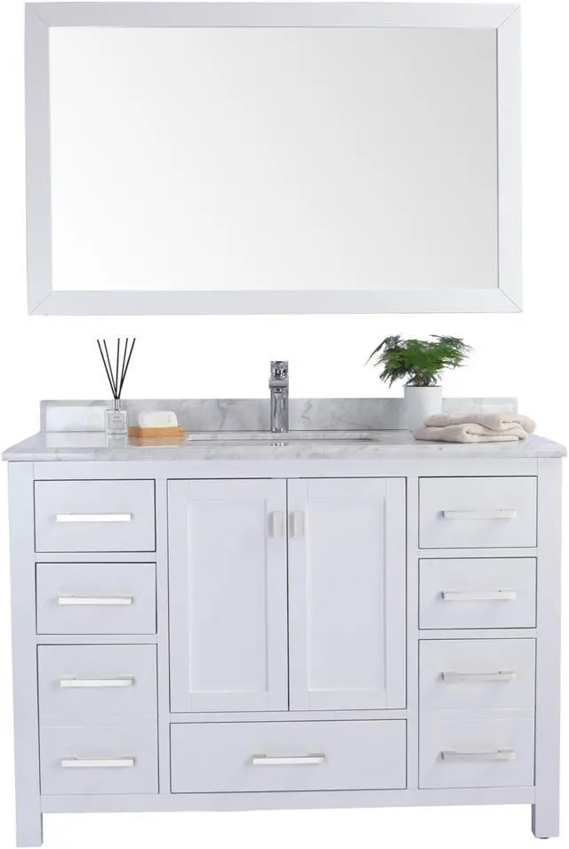 Main image of Wilson 48 - White Cabinet + White Carrara Marble Countertop
