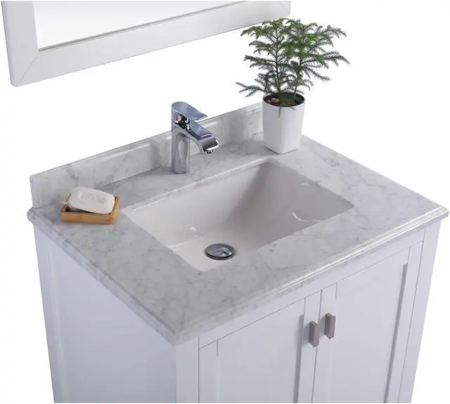 Alt view image 3 of 10 - Wilson 30 - White Cabinet + White Carrara Marble Countertop