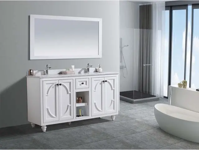 Alt view image 2 of 9 - Odyssey - 60 - White Cabinet + White Carrara Marble Countertop