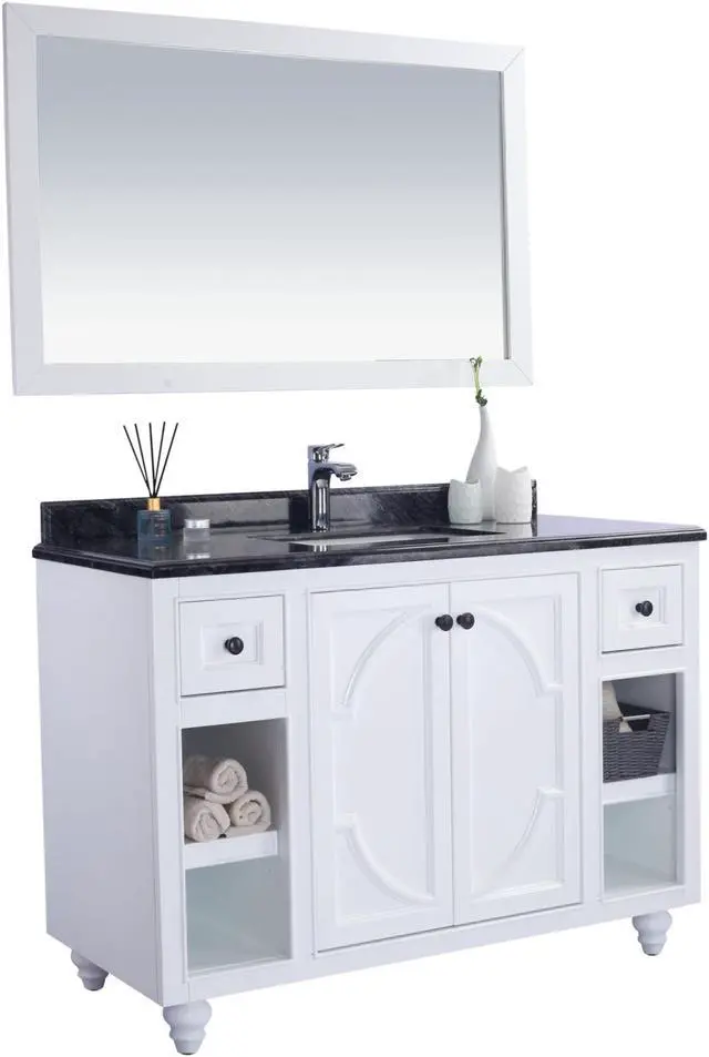 Alt view image 2 of 10 - Odyssey - 48 - White Cabinet + Black Wood Marble Countertop