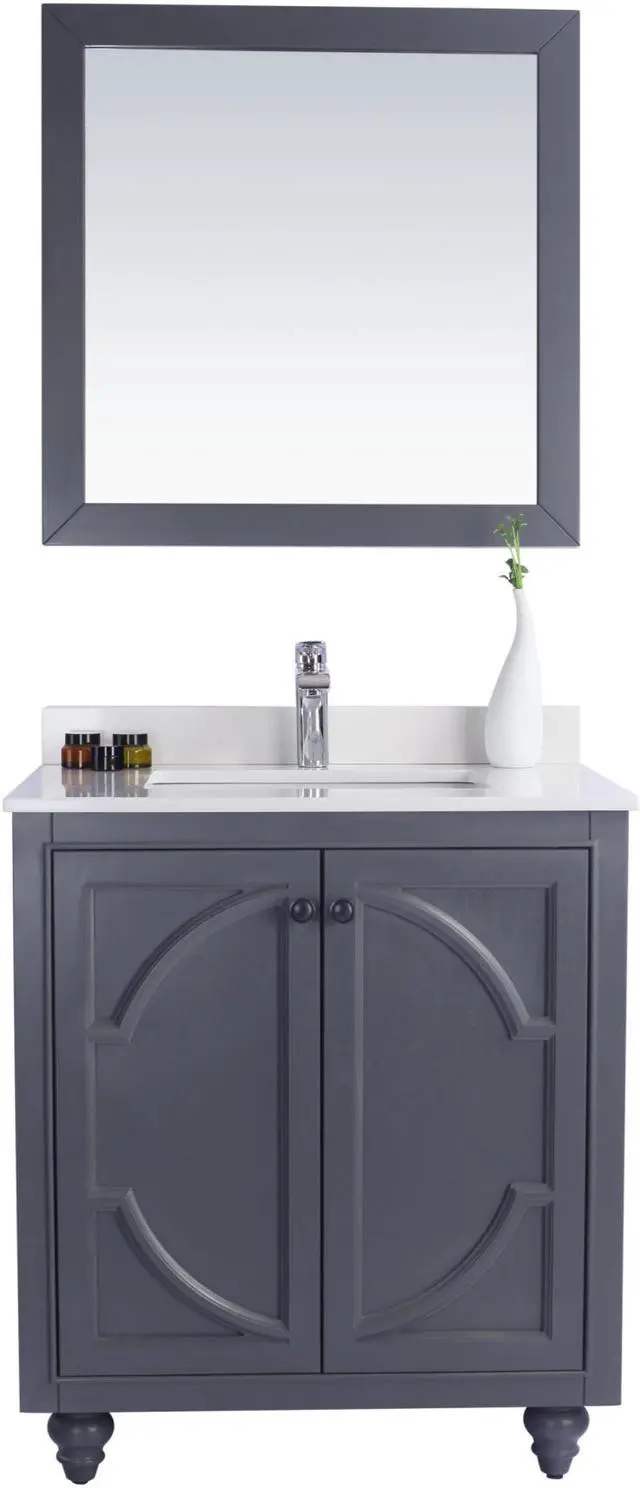 Main image of Odyssey - 30 - Maple Grey Cabinet + White Quartz Countertop