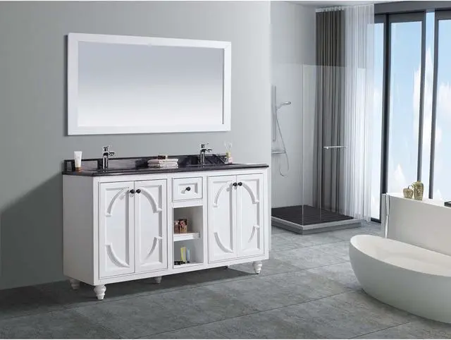 Alt view image 2 of 9 - Odyssey - 60 - White Cabinet + Black Wood Marble Countertop