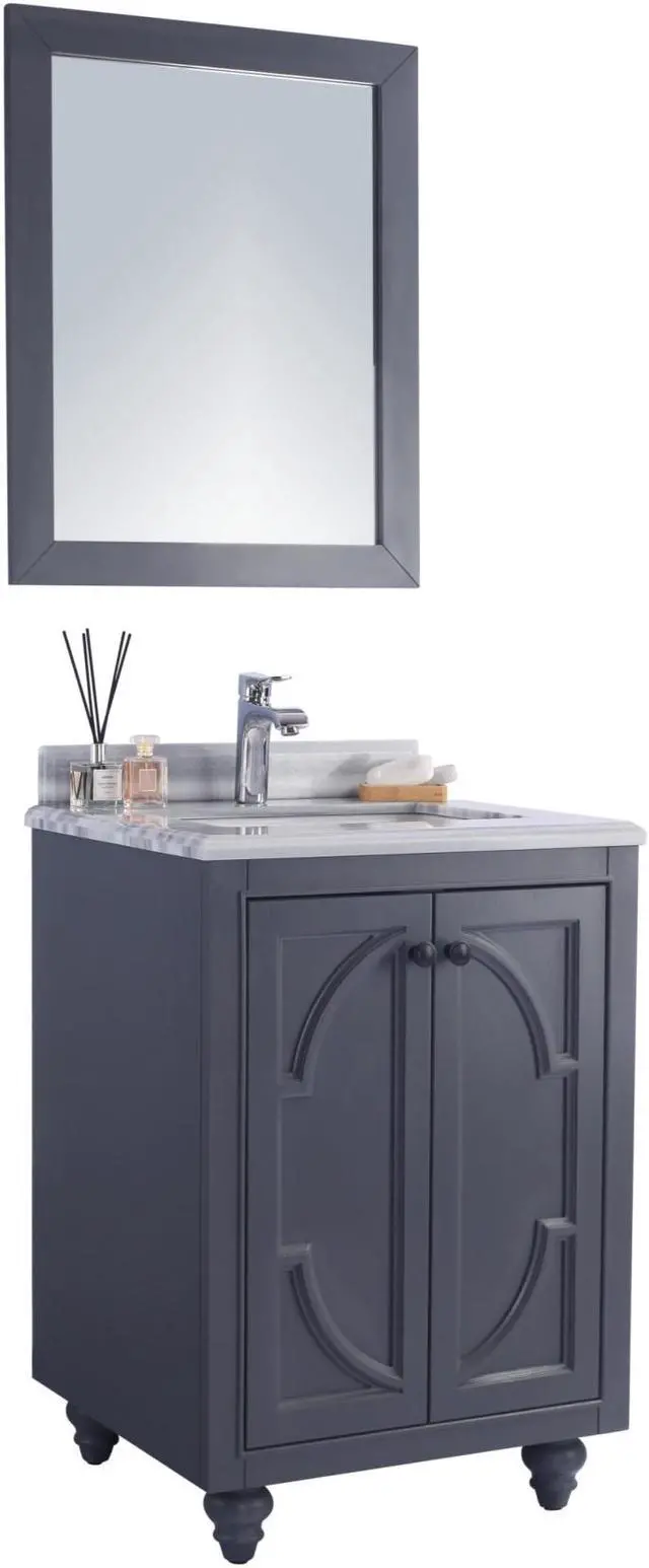 Alt view image 2 of 10 - Odyssey - 24 - Maple Grey Cabinet + White Stripes Marble Countertop