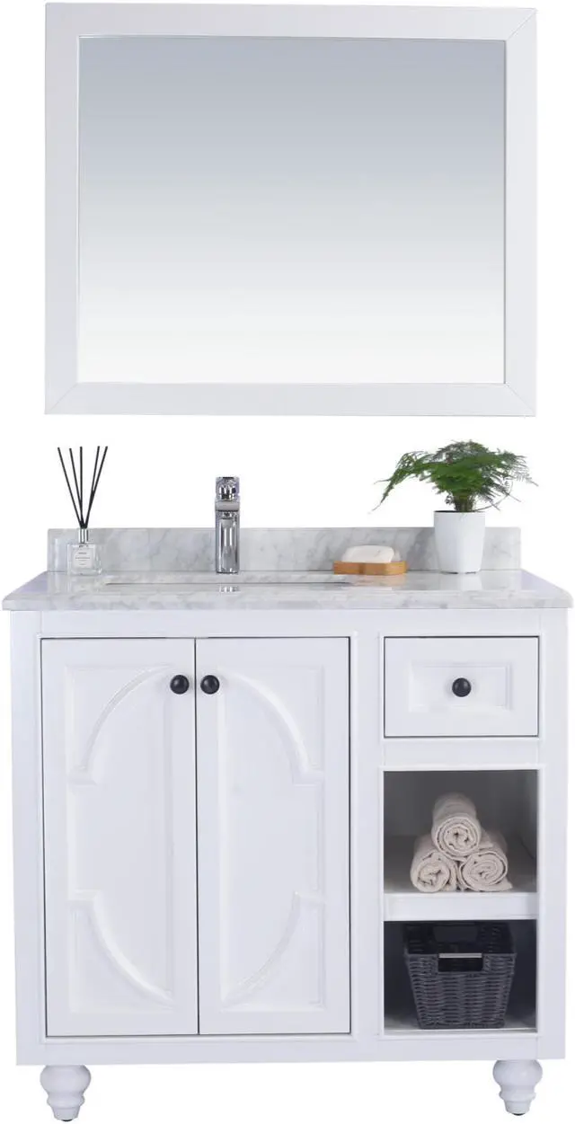 Main image of Odyssey - 36 - White Cabinet + White Carrara Marble Countertop