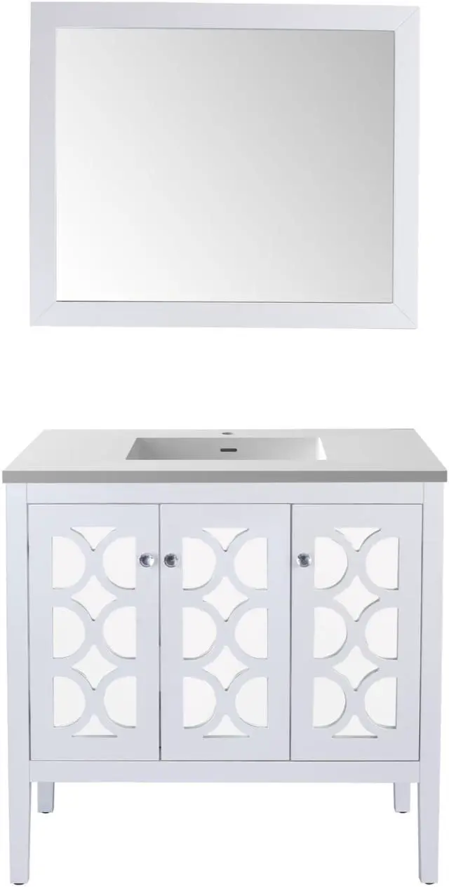 Main image of Mediterraneo - 36 - White Cabinet + Matte White VIVA Stone Solid Surface Countertop