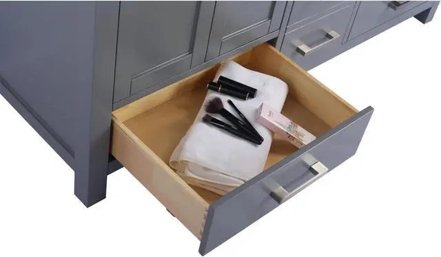 Alt view image 4 of 10 - Wilson 60 - Grey Cabinet + Matte White VIVA Stone Solid Surface Countertop