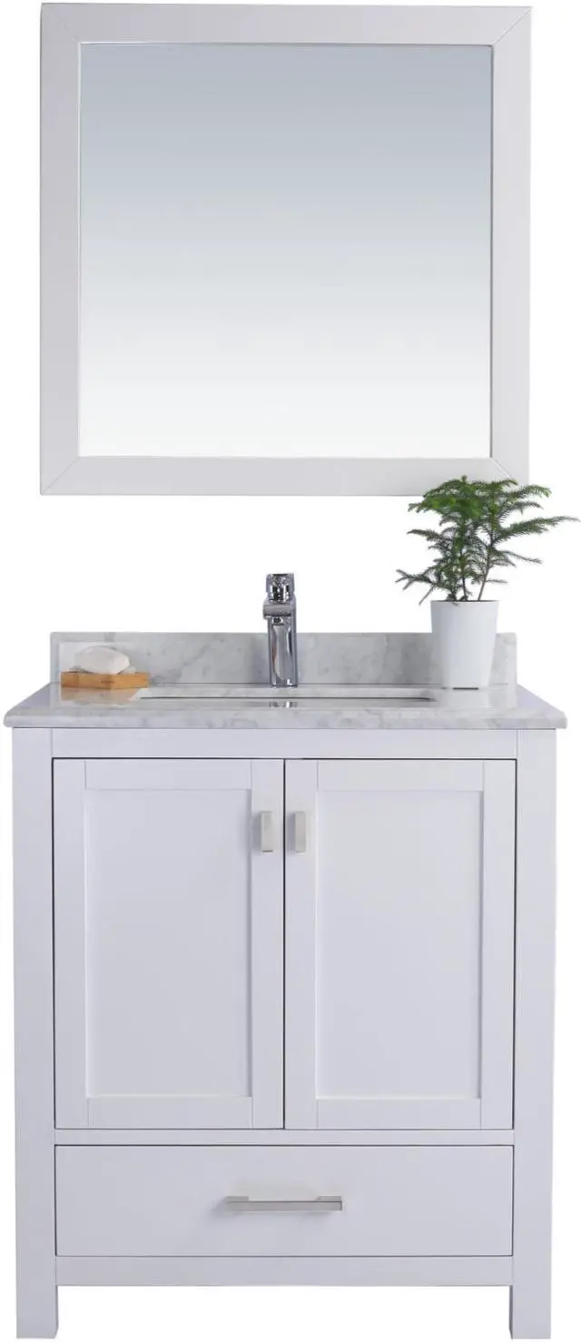 Main image of Wilson 30 - White Cabinet + White Carrara Marble Countertop