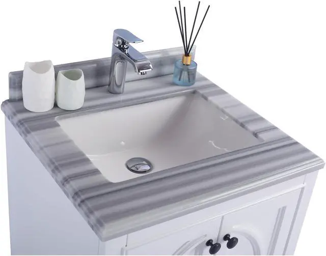 Alt view image 2 of 10 - Odyssey - 24 - White Cabinet + White Stripes Marble Countertop