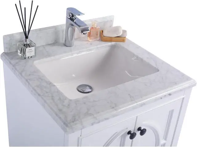 Alt view image 2 of 10 - Odyssey - 24 - White Cabinet + White Carrara Marble Countertop