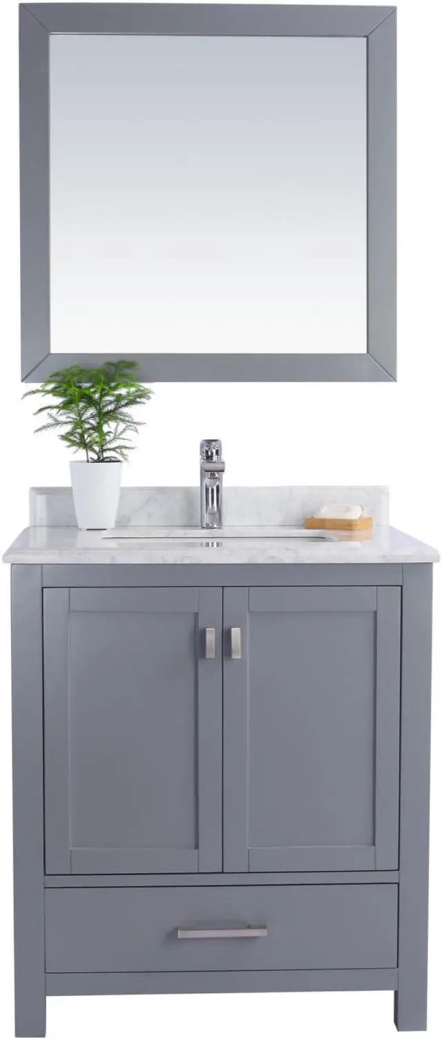 Main image of Wilson 30 - Grey Cabinet + White Carrara Marble Countertop