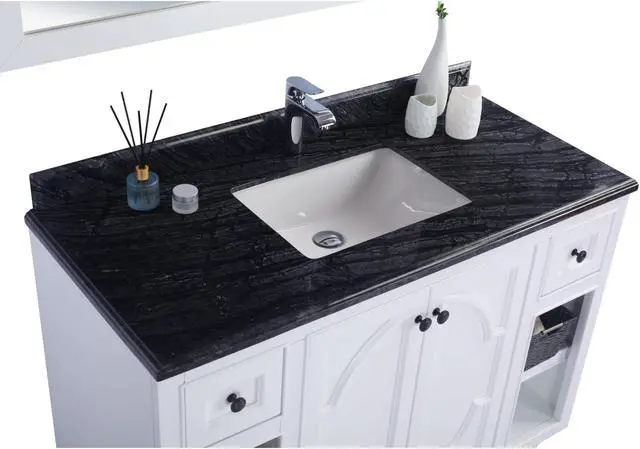 Alt view image 3 of 10 - Odyssey - 48 - White Cabinet + Black Wood Marble Countertop