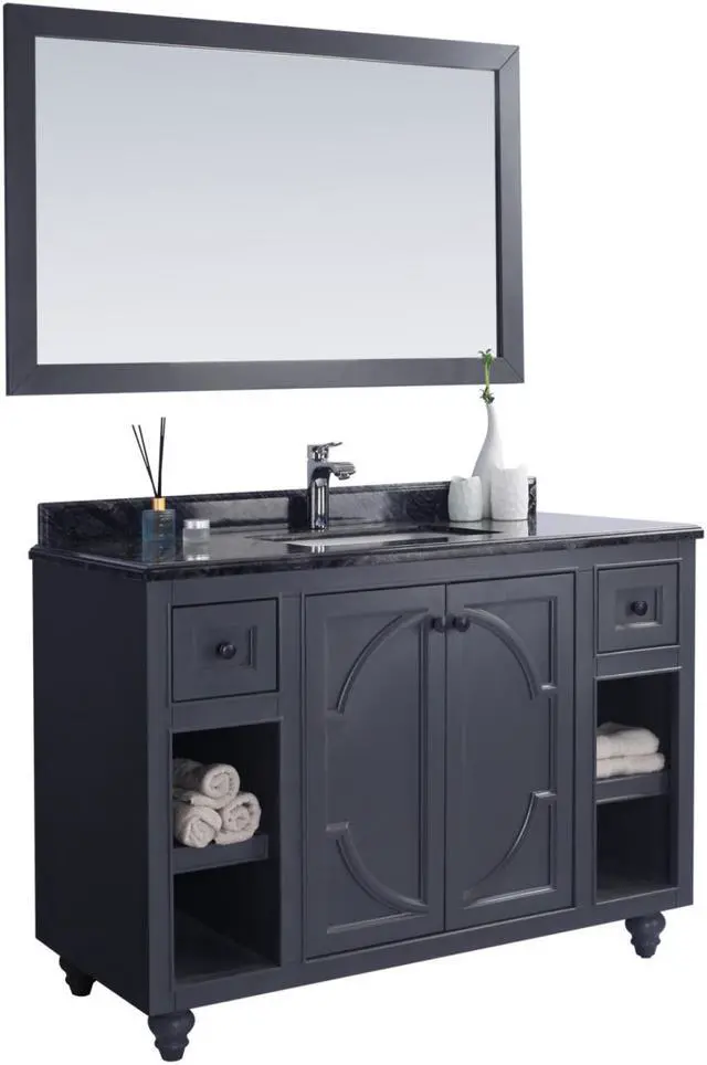 Alt view image 2 of 10 - Odyssey - 48 - Maple Grey Cabinet + Black Wood Marble Countertop