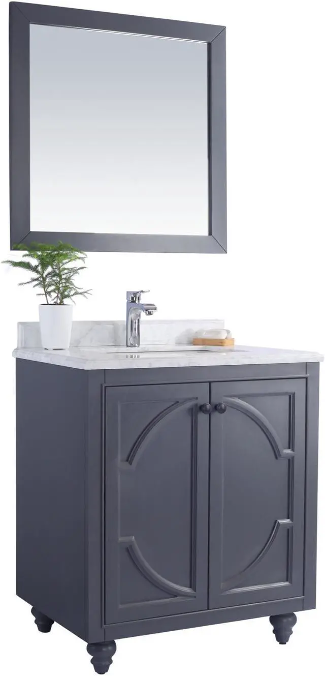 Alt view image 2 of 10 - Odyssey - 30 - Maple Grey Cabinet + White Carrara Marble Countertop