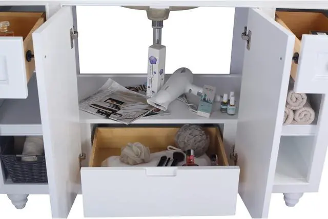 Alt view image 3 of 10 - Odyssey - 48 - White Cabinet + Matte White VIVA Stone Solid Surface Countertop