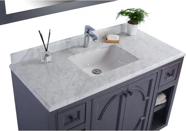 Alt view image 3 of 10 - Odyssey - 48 - Maple Grey Cabinet + White Carrara Marble Countertop