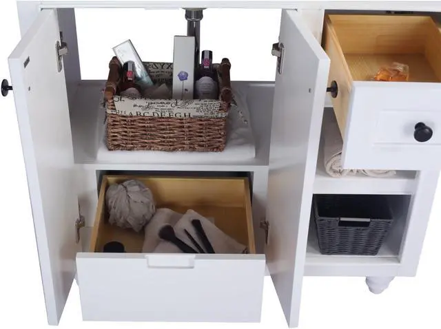 Alt view image 3 of 10 - Odyssey - 36 - White Cabinet + Matte White VIVA Stone Solid Surface Countertop