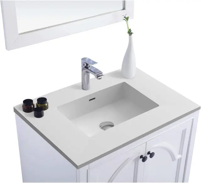 Alt view image 2 of 11 - Odyssey - 30 - White Cabinet + Matte White VIVA Stone Solid Surface Countertop